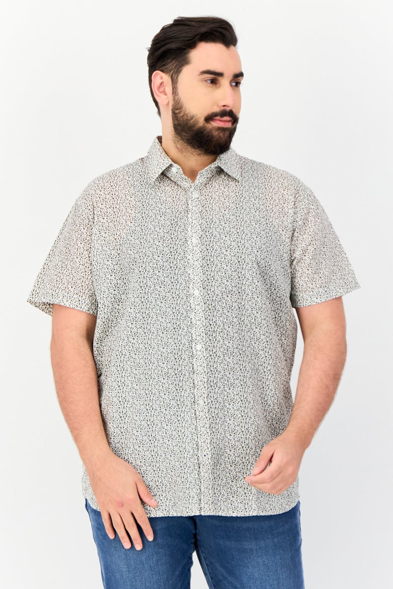 Jack Jones Men Slim Fit Short Sleeve Floral Print Casual Shirt, Multicolor  - Image 1
