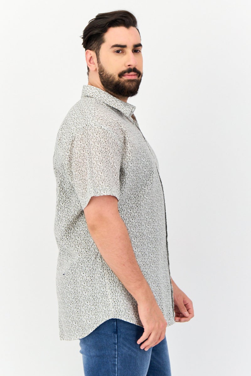 JACK & JONES قميص رجالي قصير الأكمام بتصميم زهور، ملون - Image 4