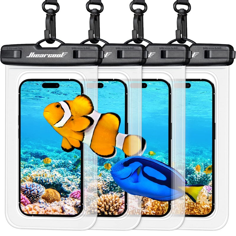Hiearcool Waterproof Phone Pouch, Waterproof Phone Case, IPX8 Cellphone Dry Bag Compatible for iPhone 17 16 15 14 13 Pro Max Plus Cellphone Up to 8.3", Beach Essentials for Travel-Clear-4Pack - Image 1