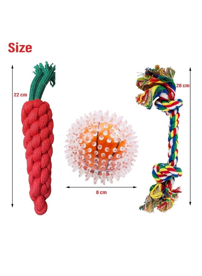 إيميلي بيتس ألعاب فرشاة الأسنان Tpr كرة مضغ ألعاب الكلاب ألعاب الحيوانات الأليفة التي تصدر صريرًا دمية حبل للكلاب لعبة حبل مكونة من عقدتين لعبة مضغ للكلاب الأليفة والجراء والقطط (قد يختلف اللون) عبوة من 3 قطع - Image 3