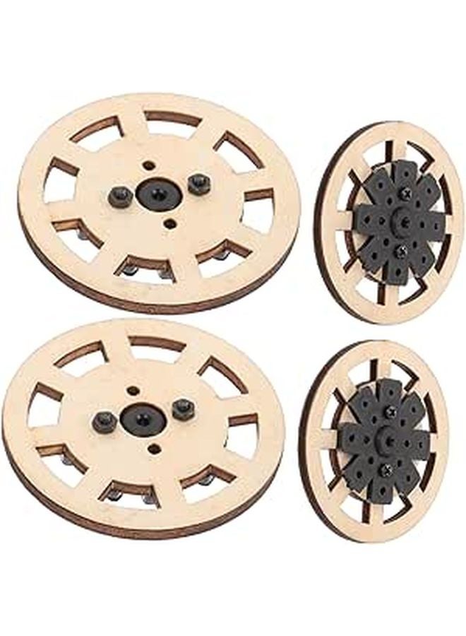 Wooden Car Wheels Replacement Set Of 4 For Model Cars Retro Style Narrow Tires - Image 1