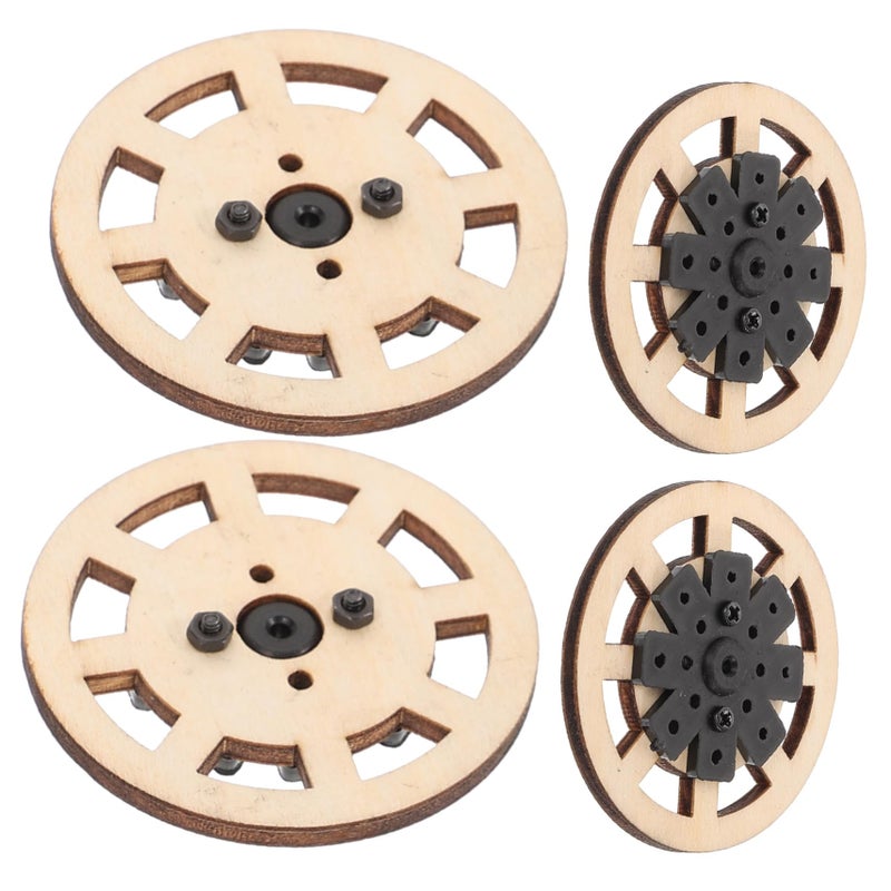 Wooden Car Wheels Replacement Set Of 4 For Model Cars Retro Style Narrow Tires - Image 2