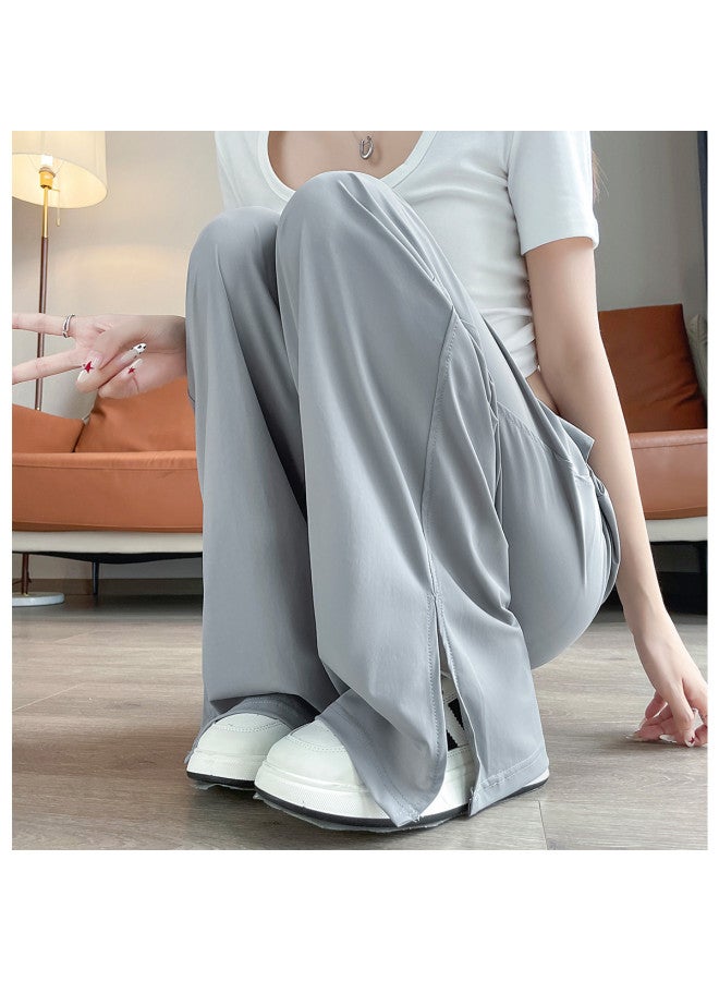 TonLion Summer Thin Elastic Waist Drawstring Straight Leg Pants Loose Casual Cool Pants For Women - Image 4
