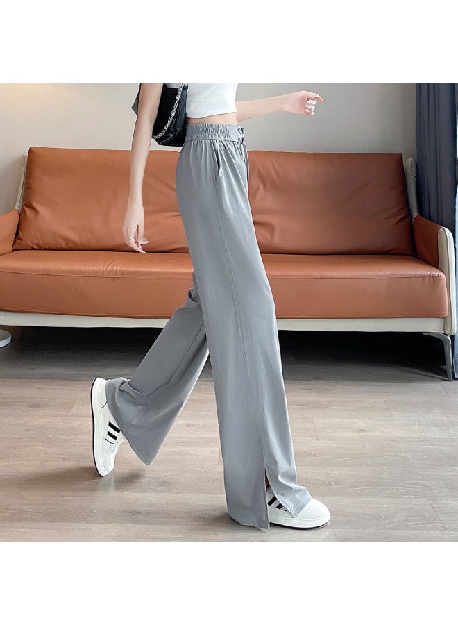 TonLion Summer Thin Elastic Waist Drawstring Straight Leg Pants Loose Casual Cool Pants For Women - Image 2