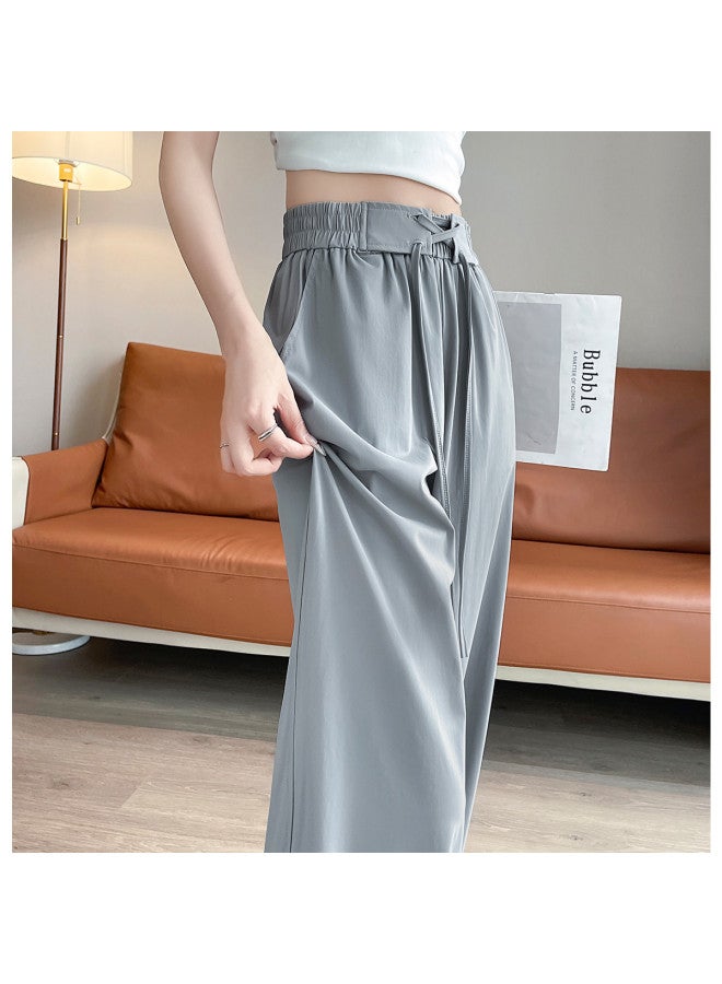 TonLion Summer Thin Elastic Waist Drawstring Straight Leg Pants Loose Casual Cool Pants For Women - Image 3