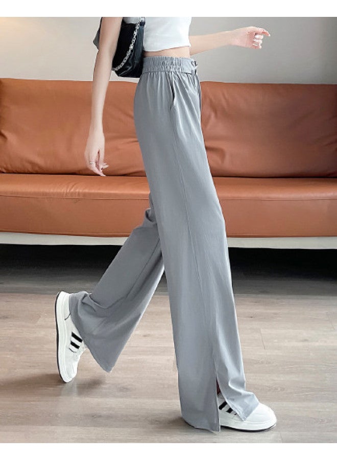 TonLion Summer Thin Elastic Waist Drawstring Straight Leg Pants Loose Casual Cool Pants For Women - Image 1
