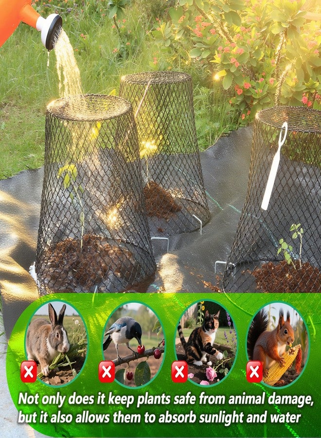 Anothera 10Pcs Chicken Wire Cloche Plant Covers, 9.2×9.2 Inches Plant Protectors from Animals, Metal Garden Plant Cages for Outdoor Plants, Keep Rabbits, Squirrels, Birds Out - Image 4