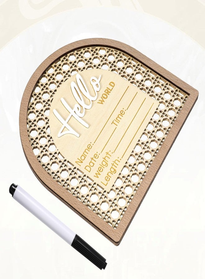 Josojoou Baby Announcement Sign with Pen, 5.5in Wooden Arched Baby Shower Welcome Sign, Hello World Newborn Welcome Signs Birth Name Tag, Can be Used for Photo Props, Babys Shower, Nursery, Newborn Gift - Image 3