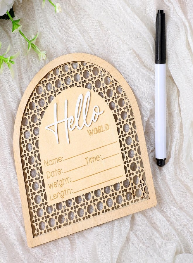 Josojoou Baby Announcement Sign with Pen, 5.5in Wooden Arched Baby Shower Welcome Sign, Hello World Newborn Welcome Signs Birth Name Tag, Can be Used for Photo Props, Babys Shower, Nursery, Newborn Gift - Image 5