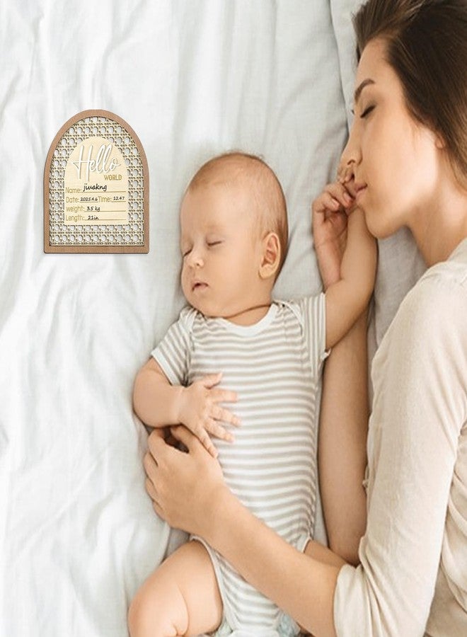 Josojoou Baby Announcement Sign with Pen, 5.5in Wooden Arched Baby Shower Welcome Sign, Hello World Newborn Welcome Signs Birth Name Tag, Can be Used for Photo Props, Babys Shower, Nursery, Newborn Gift - Image 4