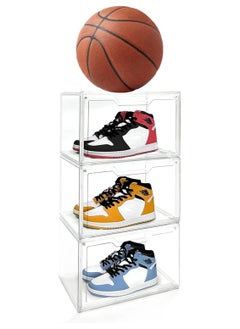 TOMSHOO Foldable Shoe Box Foldable Shoe Rack with Clear Door for Entryway Collapsible Storage Box Plastic Shoe Storage Cabinet Organizer Free Standing Shoes Container Dustproof (Clear 3PCS)  - Image 1
