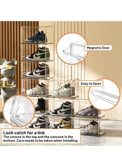 TOMSHOO Foldable Shoe Box Foldable Shoe Rack with Clear Door for Entryway Collapsible Storage Box Plastic Shoe Storage Cabinet Organizer Free Standing Shoes Container Dustproof (Clear 3PCS)  - Image 3