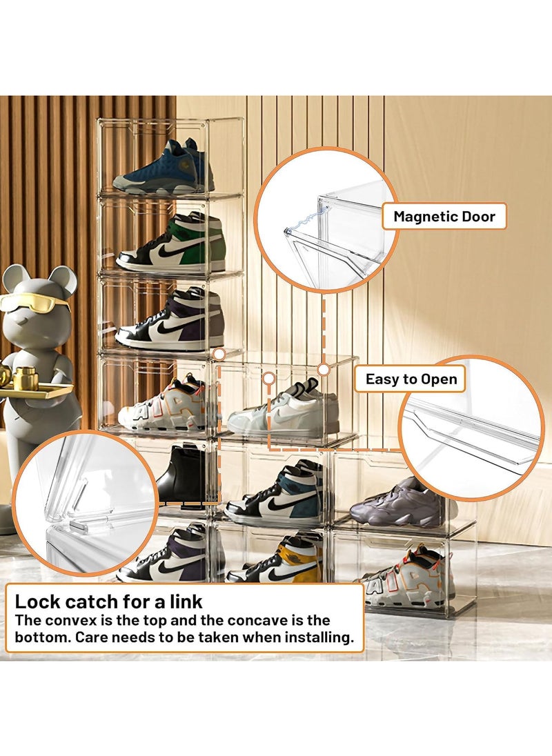 TOMSHOO Foldable Shoe Box Foldable Shoe Rack with Clear Door for Entryway Collapsible Storage Box Plastic Shoe Storage Cabinet Organizer Free Standing Shoes Container Dustproof (Clear 3PCS)  - Image 3