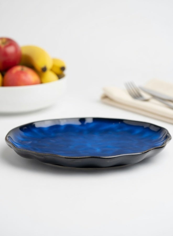 Japanese Style Ceramic Dinner Plate, Premium Porcelain Plate 10.25 inch, Blue Glaze Round Handcrafted Creative Dinner Plate, Perfect for Steak, Pasta, Salad, Main Courses - Image 3