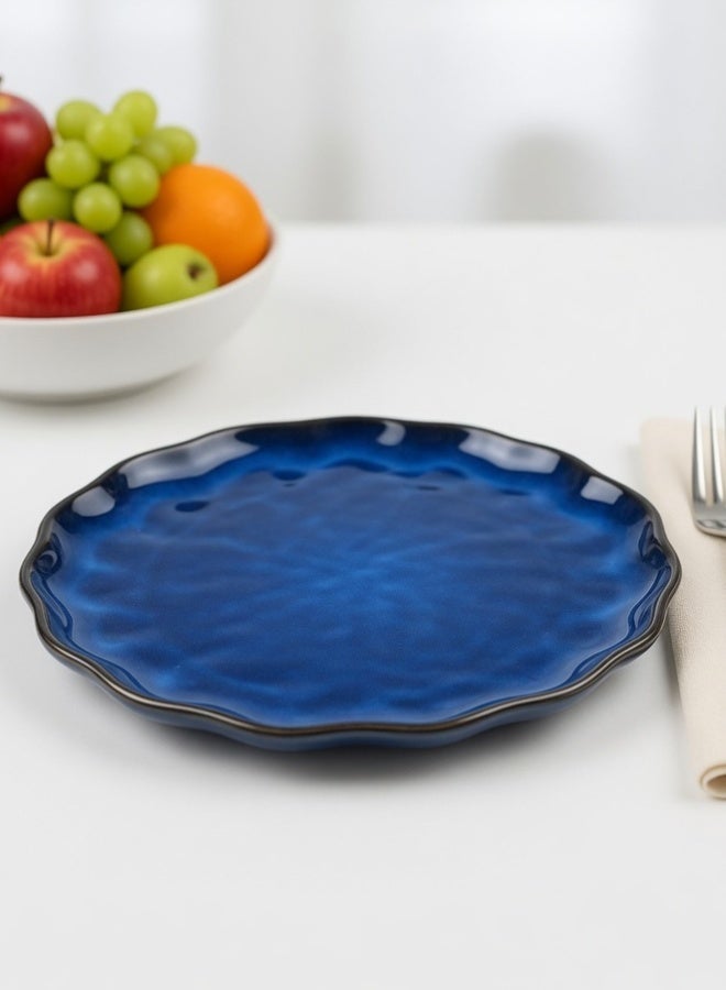 Japanese Style Ceramic Dinner Plate, Premium Porcelain Plate 10.25 inch, Blue Glaze Round Handcrafted Creative Dinner Plate, Perfect for Steak, Pasta, Salad, Main Courses - Image 4