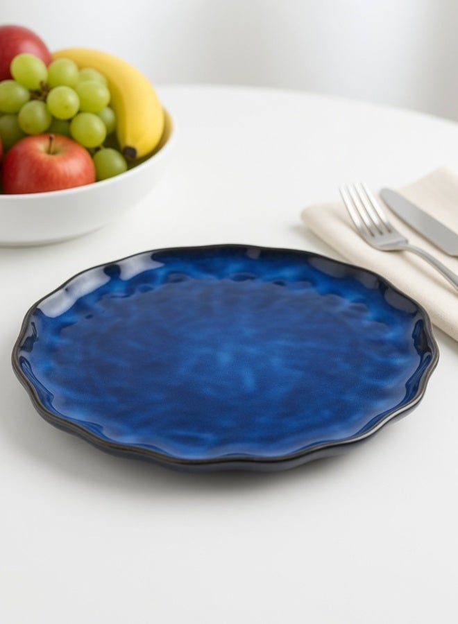 Japanese Style Ceramic Dinner Plate, Premium Porcelain Plate 10.25 inch, Blue Glaze Round Handcrafted Creative Dinner Plate, Perfect for Steak, Pasta, Salad, Main Courses - Image 2