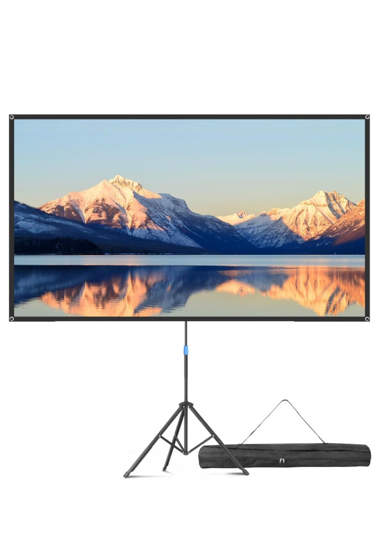 Generic Projector Screen with Stand, 84 Inch Movie Screen, 16:9 4K HD Projection Screen for Indoor Outdoor, Projector Screen and Stand with Bag for Home Theater Backyard Cinema (84)  - Image 1