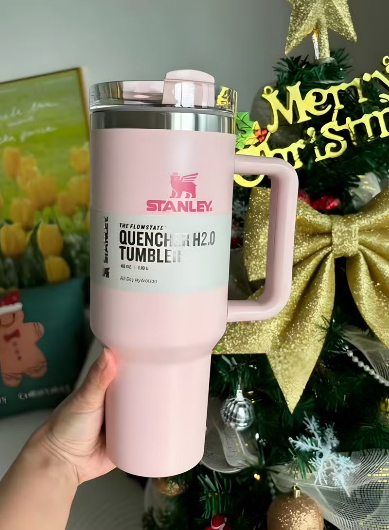 Stanley Quencher H2.0 FlowState Vacuum Stainless Steel Water Bottle with Lid and Straw, BPA-Free, 40oz, 28x10x7.5cm (Sakura Pink) - Image 5