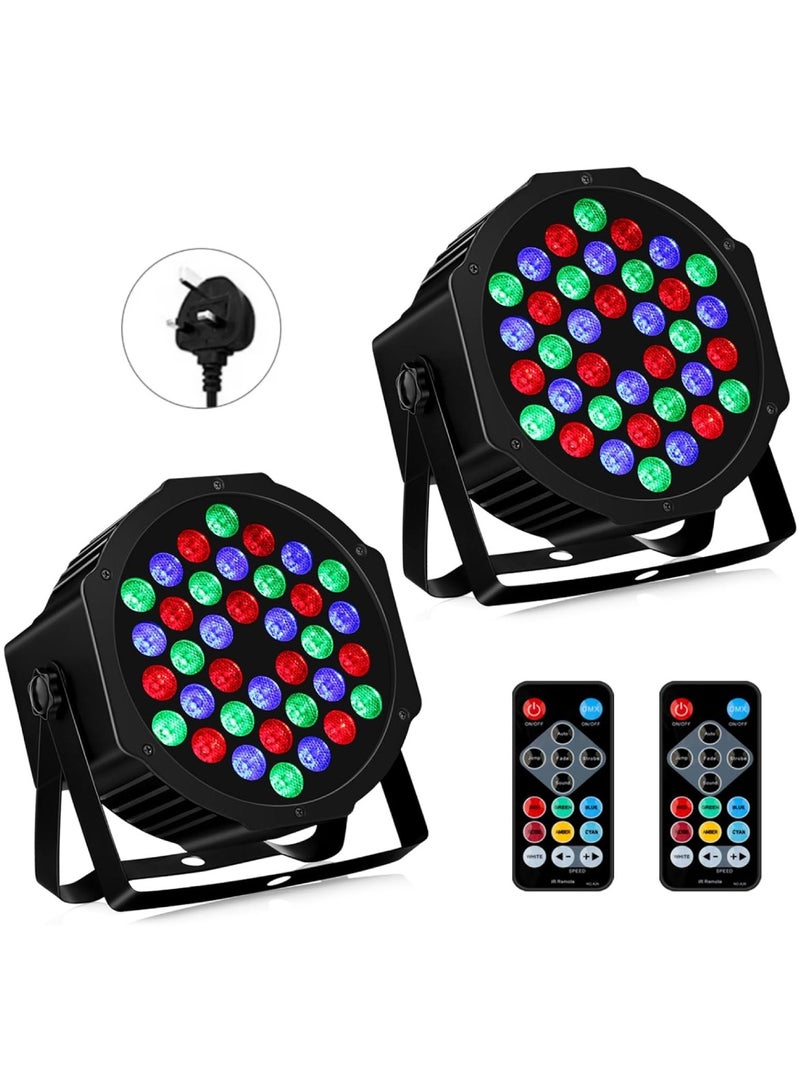 يوويل 2-Pack RGB مرحلة الإضاءة 36 LED Dj Par Lighting Uplighting للأحداث الصوت المنشط عن بعد والتحكم DMX ديسكو ضوء RGB ديسكو Par Light لحفلات الزفاف والحفلات والحفلات الموسيقية والمهرجانات متعددة الأوضاع التي تعمل بالديكور ضوء 3-Pin Plug - Image 1