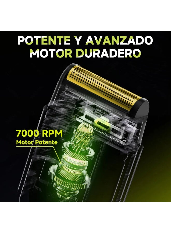 إنشن ماكينة الحلاقة ذات الرقائق المعدنية، ماكينة الحلاقة الترددية الصغيرة، ماكينة الحلاقة المدمجة تبسط الحياة، والحلاقة في أي وقت وفي أي مكان، مع 60 دقيقة من التشغيل اللاسلكي. قابل لإعادة الشحن عبر USB، وسهل الحمل، وهو الرفيق المثالي للمنزل والسفر، وهدية مثالية. - Image 3