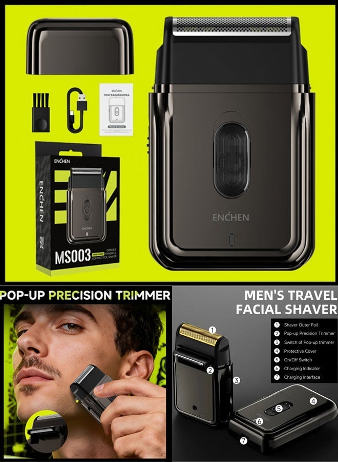 ENCHEN MS003 Mini Foil Shaver for Men, 60 Min Cordless Operation, USB Rechargeable Compact Travel Shaver, Ideal for Home & Travel & Gifting - Image 2