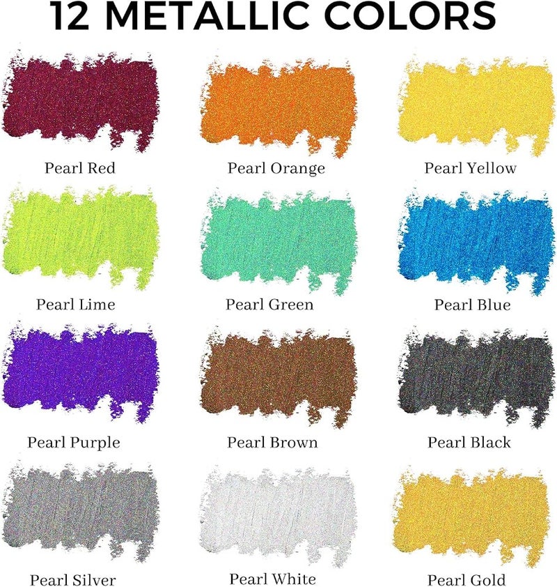 Artecho Metallic Oil Pastels Set of 12 Colors, Soft Oil Pastels for Art Painting, Drawing, Blending (10 x 70 mm) - Image 2
