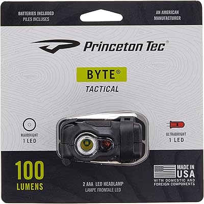 Princeton Tec Princeton Tec Byte Multi-Mode Multi-Beam IPX4 Water Resistant LED Tactical Headlamp with 200 Lumens, Essential Outdoor  - Image 1