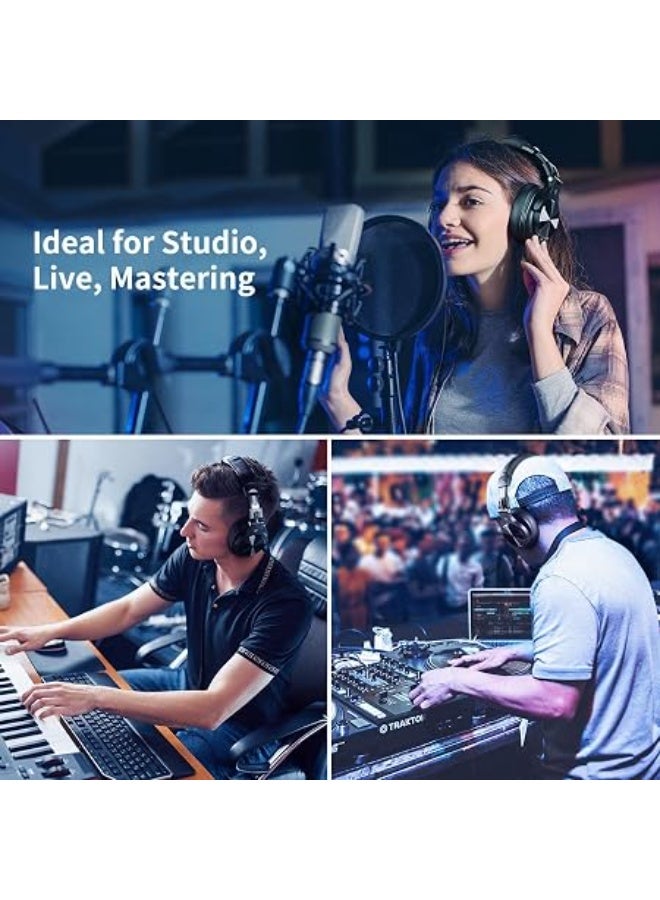 OneOdio A71 Hi-Res Wired Studio Recording Headphones - Over-Ear Professional DJ Monitoring & Mixing Headphones with SharePort & Dual-Jack Cables (Black) - Image 5