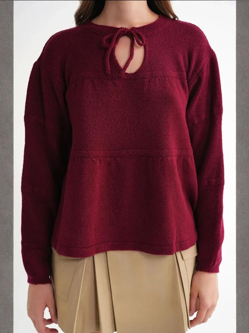 MixRay Mixray Tie-Detail Loose Knit Sweater