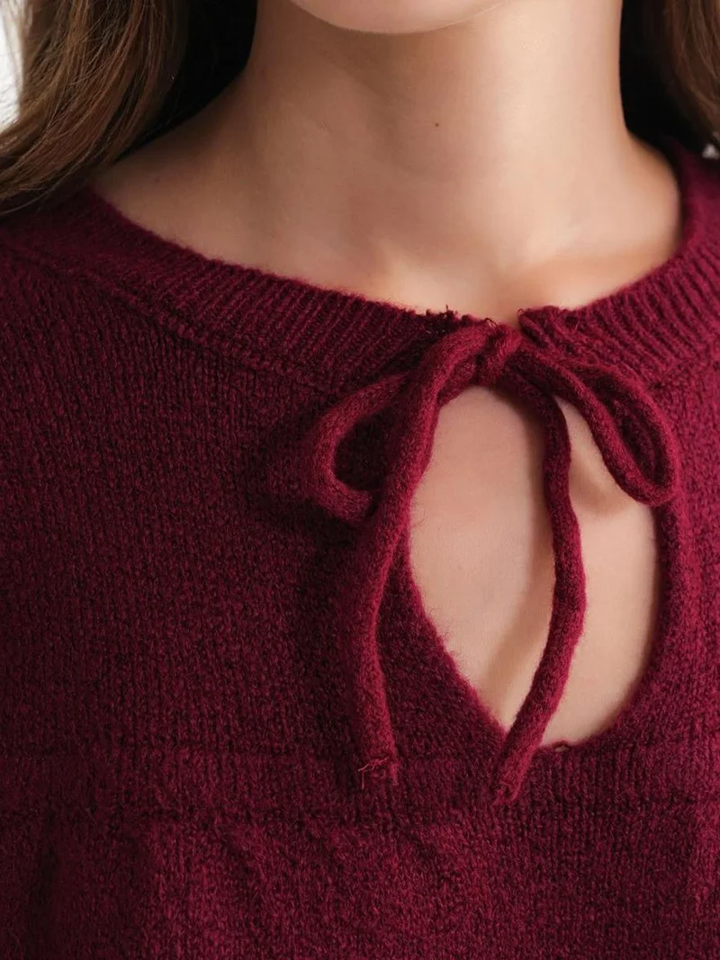 MixRay Mixray Tie-Detail Loose Knit Sweater