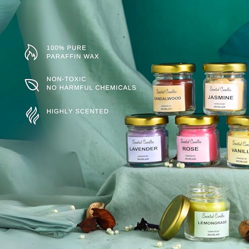 Indoblaze Paraffin Wax Scented Candles For Home Decor | Fragrance Candles For Bedroom | Candles For Gifting (Pack Of 6) - Image 2