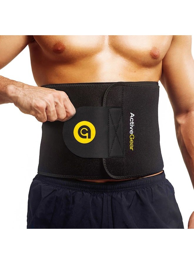 ActiveGear Premium Waist Trimmer Belt Slim Body Sweat Wrap for Stomach and Back Lumbar Support, Large: 9" x 46" - Yellow - Image 1