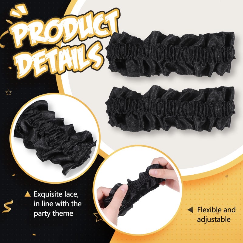 Jadive 2 Pcs Roaring 20s Armband Garter for Men Sleeve Shirt Costume Anti Slip Arm Holder Garter Belt for 1920s Party(Black) - Image 3
