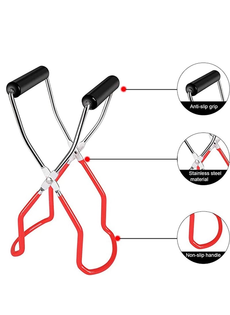 SYOSI - Canning Jar Lifter, Nonslip Handle Stainless Steel Tongs and Silicone Collapsible Funnel Foldable Large Canning Jar Funnel for Wide Mouth and Regular Jars for Home Kitchen - Image 1