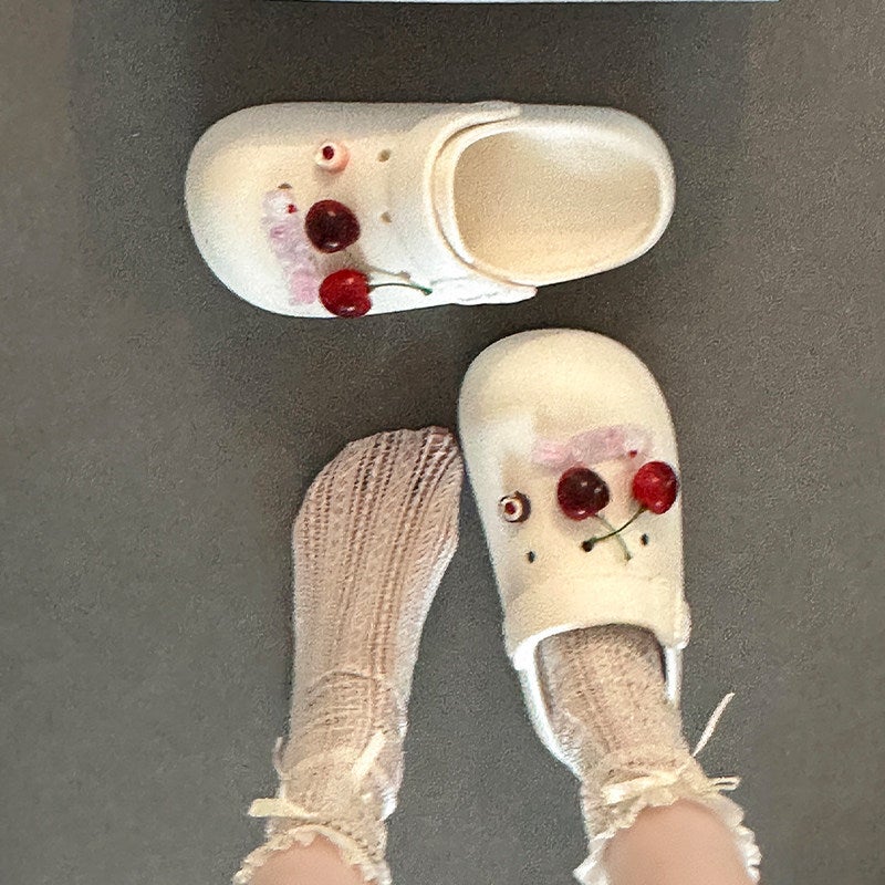 Women's Cute Cartoon Cherry Thick-Sole Closed-Toe Slippers Summer Anti-Slip Casual Clogs - Image 4