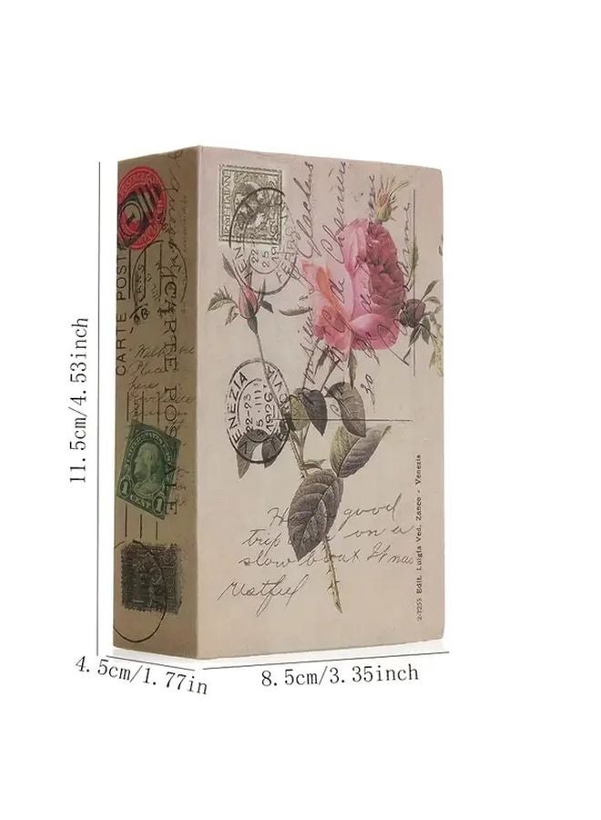 صندوق كتاب معدني قديم مزهر بقفل مفتاح لتخزين المجوهرات والنقود - Image 1