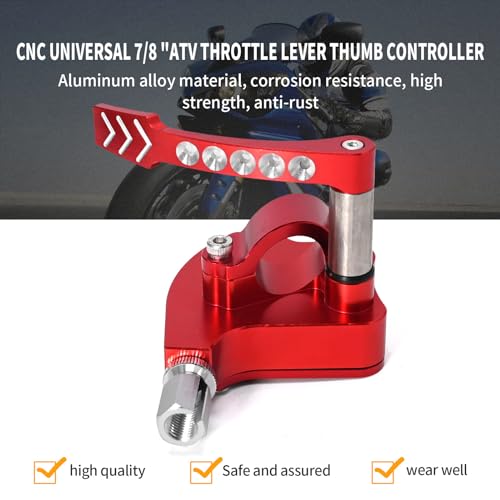 EATAKWARD 7/8" 22mm Universal Billet Throttle Thumb Assembly, ATV Throttle Lever Thumb Controller, Replacement for Yamaha Suzuki Polaris Can-Am Kawasaki Honda Arctic Cat KYMCO Dirt Bike ATV Quad, Red - Image 4
