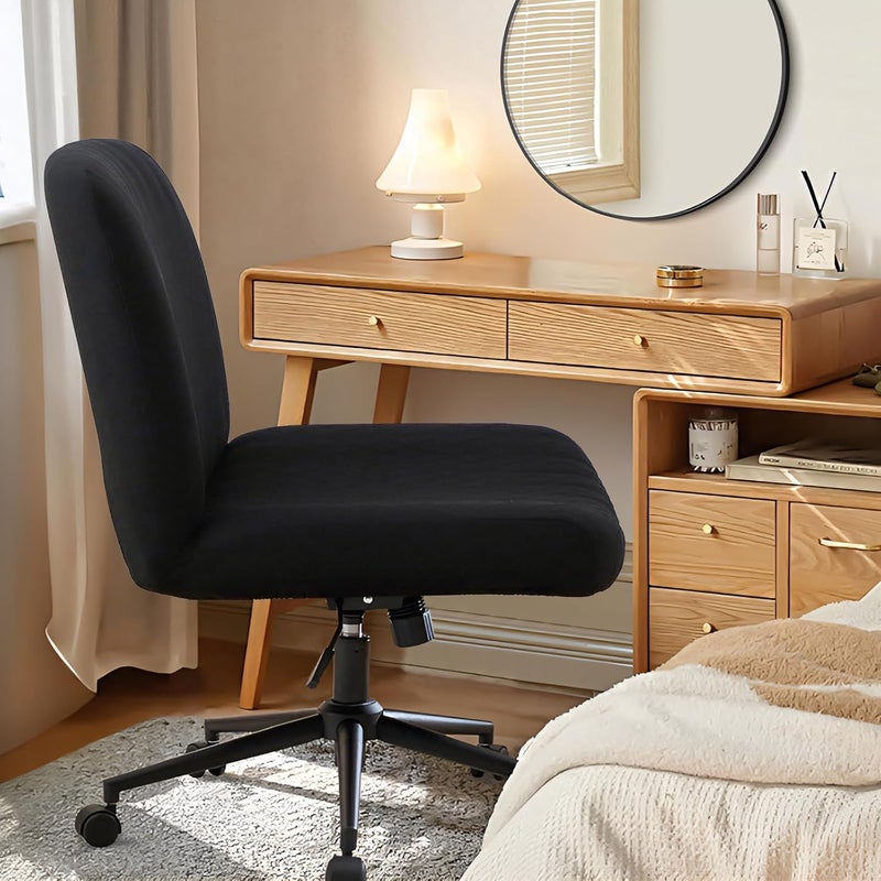 EVOLLER Store Black Criss Cross Chair Cover Waterproof Jacquard Wide Armless Vanity Chair Slipcover 1 Piece Washable - Image 5