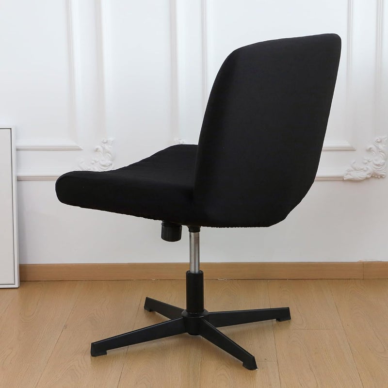 EVOLLER Store Black Criss Cross Chair Cover Waterproof Jacquard Wide Armless Vanity Chair Slipcover 1 Piece Washable - Image 4