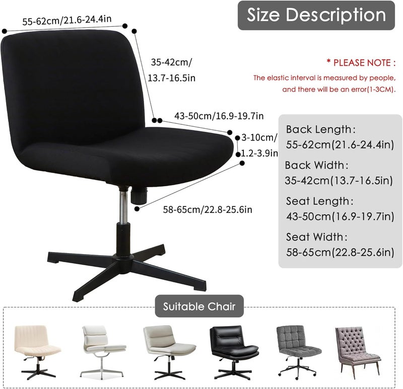 EVOLLER Store Black Criss Cross Chair Cover Waterproof Jacquard Wide Armless Vanity Chair Slipcover 1 Piece Washable - Image 3