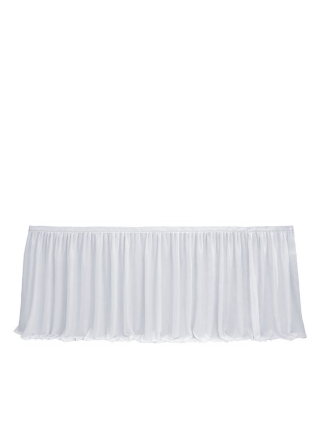 White Polyester Table cloth for Rectangle Tables 183x76cm,  Ruffle Table Cloth for Birthday Party Banquet Wedding Baby Shower - Image 1