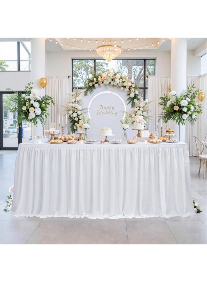 White Polyester Table cloth for Rectangle Tables 183x76cm,  Ruffle Table Cloth for Birthday Party Banquet Wedding Baby Shower - Image 4