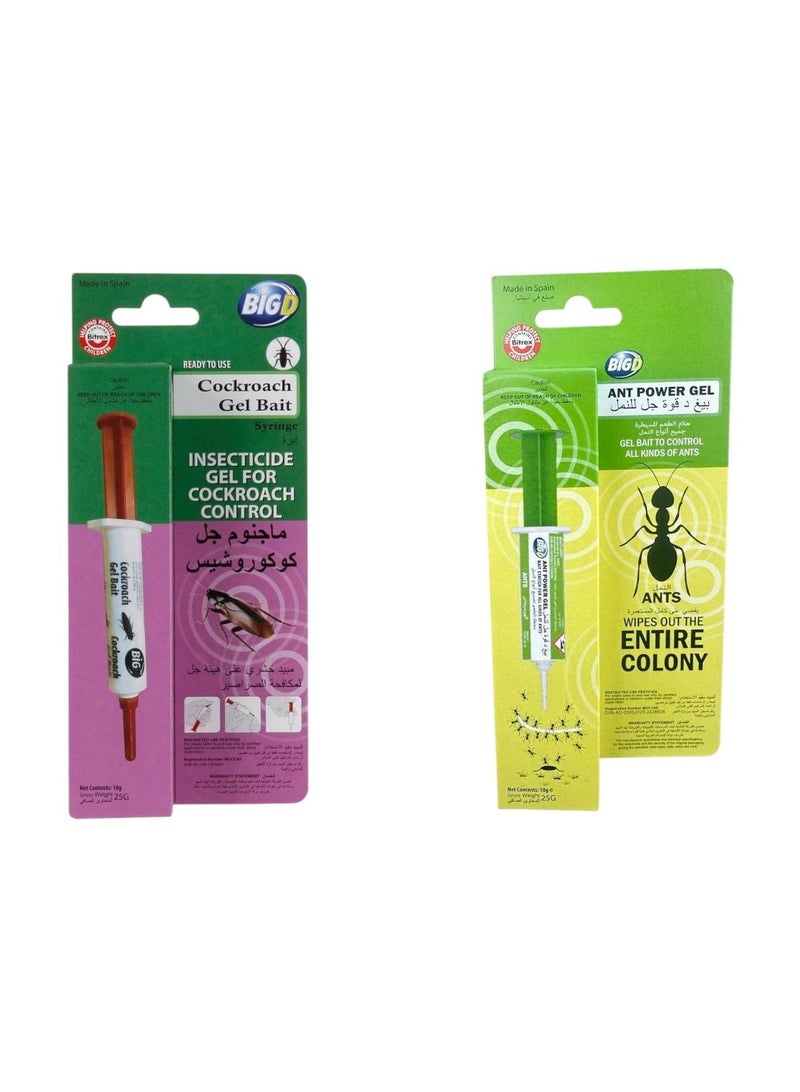 Big D Cockroach & Ant Power Gel Syringes – Combo Pack (25g + 10g) | Professional-Strength Pest Control for Home & Commercial Use