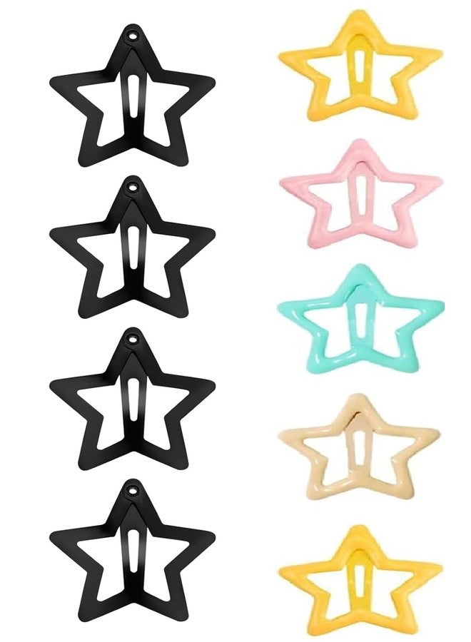 Rinpoche Colorful Mini Tic Tac Snap Side Pins Non Slip Metal Barrettes Star Hair Accessories Pin Clip for Babies Girl's (Multicolor) (Pack Of 10) - Image 1
