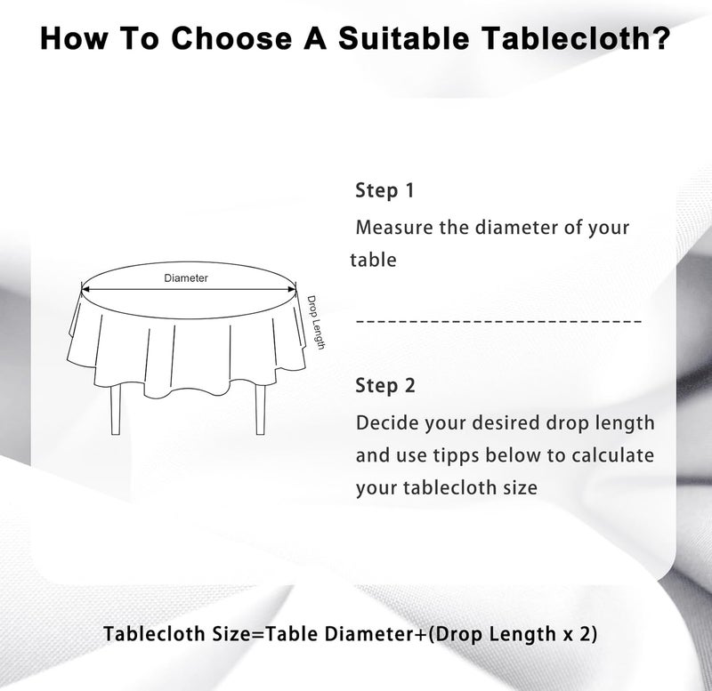 DWCN White Round Tablecloth, 160 cm, Stain Protection, Washable, Christmas Tablecloth for Dining Room, Garden, Party, Weddings or Household - Image 5
