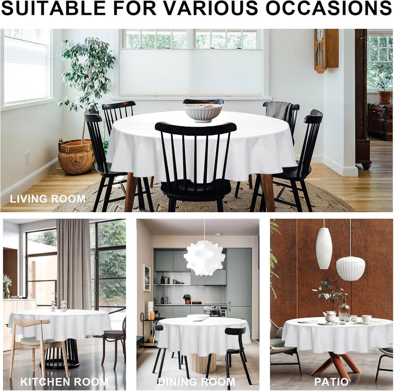 DWCN White Round Tablecloth, 160 cm, Stain Protection, Washable, Christmas Tablecloth for Dining Room, Garden, Party, Weddings or Household - Image 4