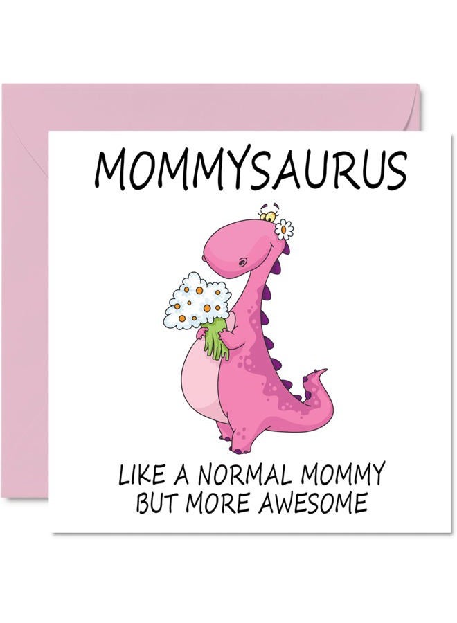 Stuff4 Birthday Cards for Mommy - Mommysaurus - Mommy Mothers Day Card from Daughter Son, Happy Birthday Mommy, Mom Dinosaur Birthday Card, 5.7 x 5.7 Inch Seasonal Mama Mammy Mom Funny Greeting Cards - Image 1