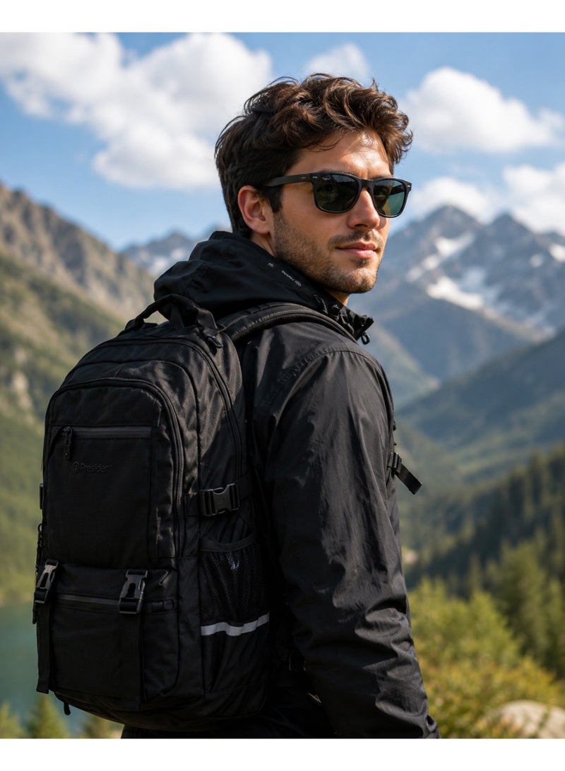 PRESIDENT Premium Daily Backpack Waterproof, Fits 20” Laptop, Lightweight & Durable Travel Backpack for Work, Study & Daily Use (Black) MODEL-BPP7017 - Image 2