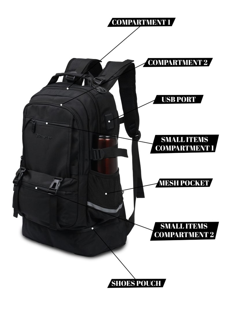 PRESIDENT Premium Daily Backpack Waterproof, Fits 20” Laptop, Lightweight & Durable Travel Backpack for Work, Study & Daily Use (Black) MODEL-BPP7017 - Image 4