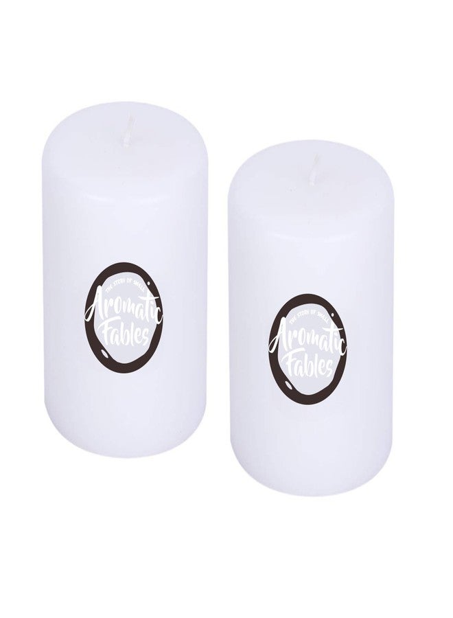 FIRSTROW Aromatic Fables Scented Set of 2 Rustic Texture Pillar Candle 3 inch Set | Decorative Rustic Candles Natural Set Ideal for Wedding, Home Decor and Gifting (White) - Image 2